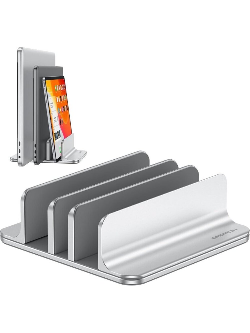 Vertical Laptop Stand for MacBook - 3-Slot Design, Sleek Silver Finish